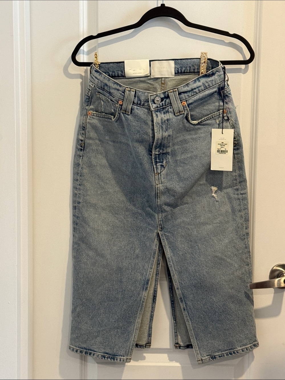Citizens Of Humanity Light Blue Straight-Leg Jeans Skirt with Front & back Slits